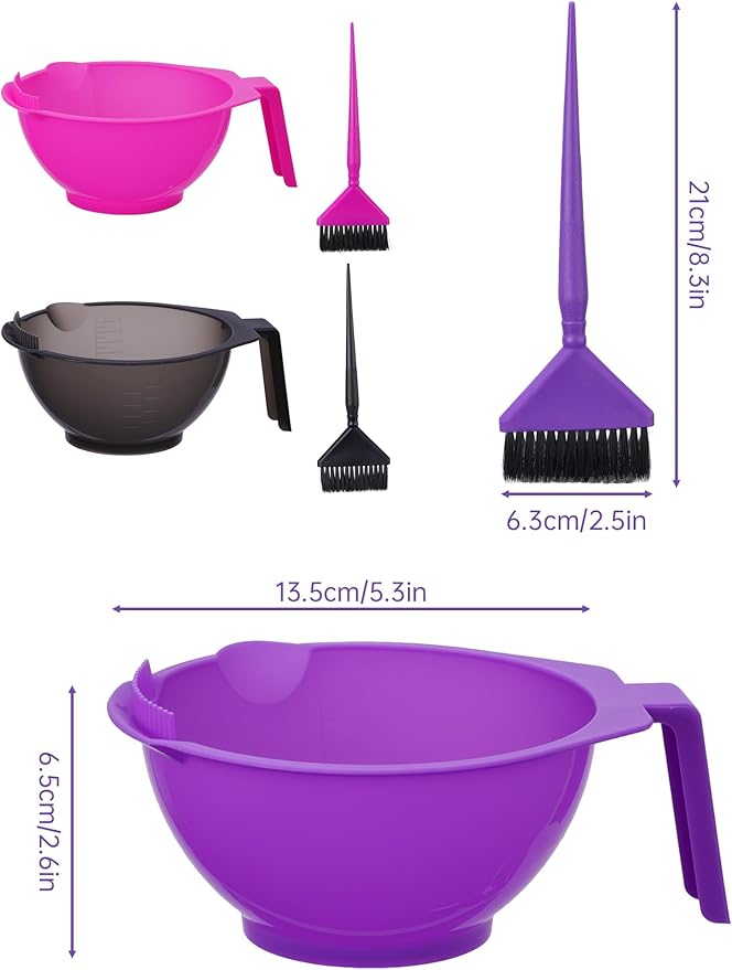 NiHome Hair Dye Brush Bowl Set, Color Mixing Bowls for Hairstylist, 3 Pack