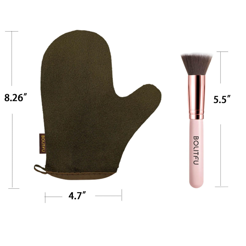 2 Pack Self Tanning Mitt Applicator Kit Set, Self Tanning Glove and Self Tanner Flat Top Brush, Tan Applicator for Sunless Self Tan (Bronze)