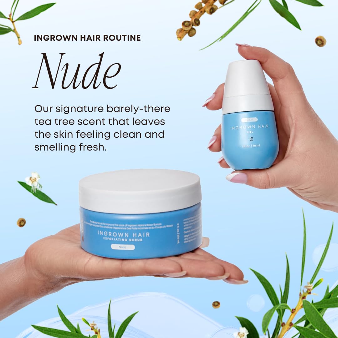 Bushbalm Ingrown Hair Exfoliating Scrub - Reduces Appearance of Ingrown Hairs and Razor Bumps, Soothes Skin and Post-Shave Redness - Nude, 236 ml