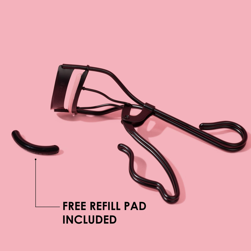 JAPONESQUE Professional Volumizing Lash Curler for Natural & False Lashes on Most Eye Shapes and Large Eyes, 1 Refill Pad, Holds Curl up to 8 Hours