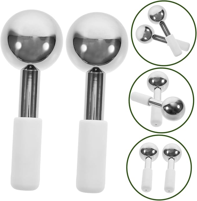 2pcs Stainless Steel Face Ice Globes Massage Balls for Facial Roller for Skincare Suitable for Skin Types Massage Tool