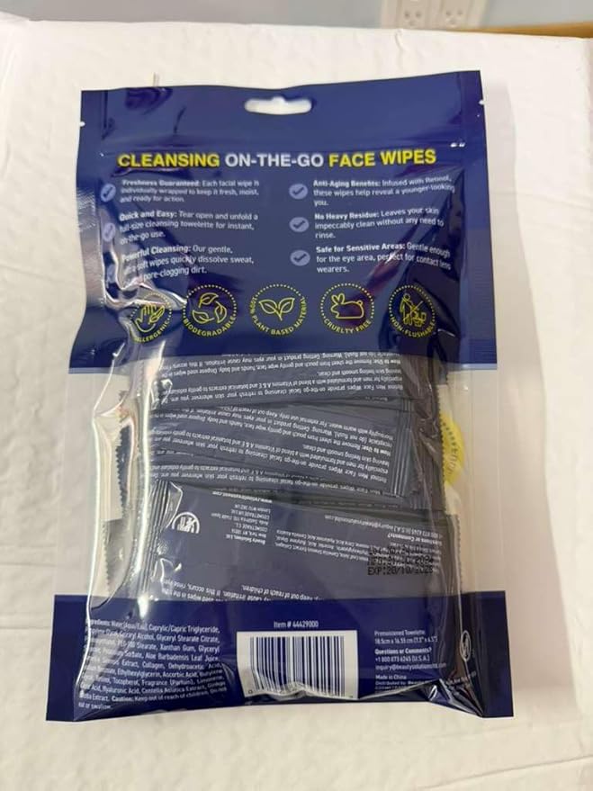 LIVAURA Retinol Men’s Individually Wrapped Wipes, Large Face and Body Wet Wipes with Micellar Water and Vitamins A-C-E, 30 Travel Essentials
