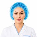 Disposable Bouffant Caps, 21inches Hair Net, Elastic Dust Cap for Food Service, Kitchen Head Cover (Blue)