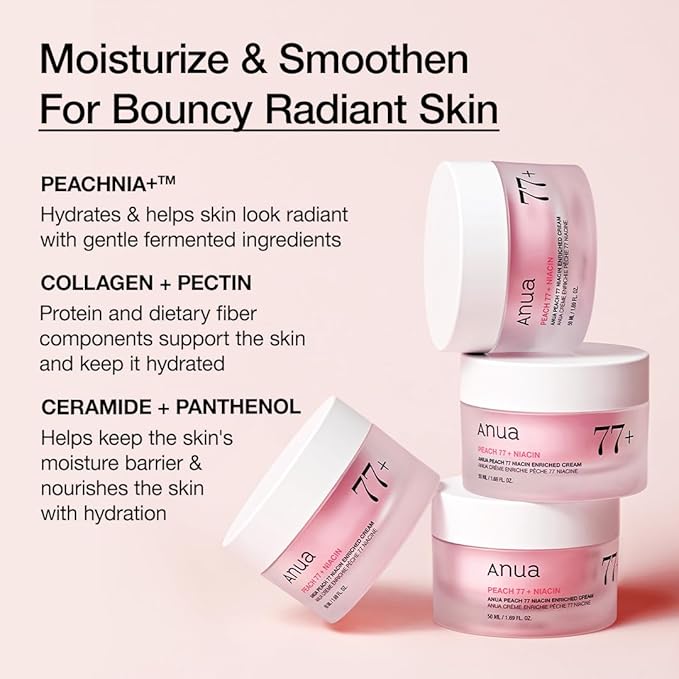 ANUA Peach Niacinamide Cream, Hydrating Face Moisturizer with Collagen, Vitamin B12, Ceramide & Panthenol, Barrier Repair for Dry Skin, Glowing Glass Skin, Korean Skincare, 1.69 fl.oz.