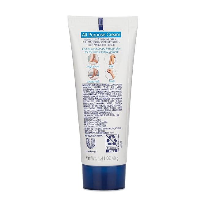 Vaseline Intensive Care All Purpose Cream Rough Cracked Skin Relief, 6-Pack, 1.41 FL Oz Each, 6 Tubes