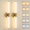 Gold Wall Sconces Set of Two Hardwired, Dimmable 5CCT LED Bathroom Light Fixtures Over Mirror, 360° Full Lighting 23 inch Vanity Light Bar Modern Wall Sconce for Bathroom Bedroom Living Room