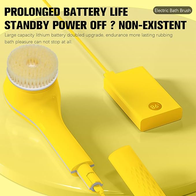 Electric Body Brush Set for Showering, Yellow