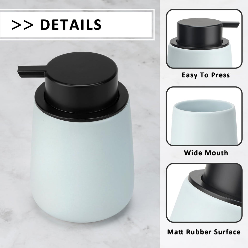 TOOZFO Soap Dispenser Ceramic with Easy-to-Press Pump Hand Lotion Liquid Dispenser for Shampoo Bathroom Kitchen 12 oz