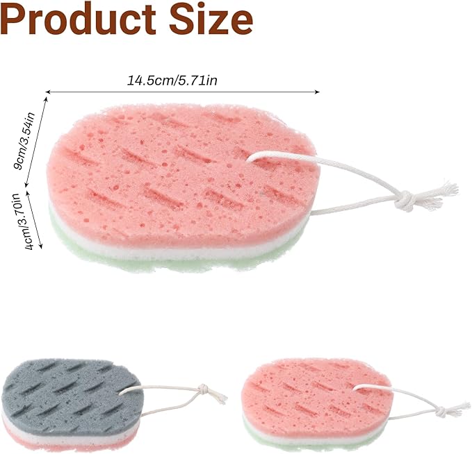 DOPENSPI 2 Pcs Soft Large Bath Sponges, 3 Layer Exfoliating Body Loofah