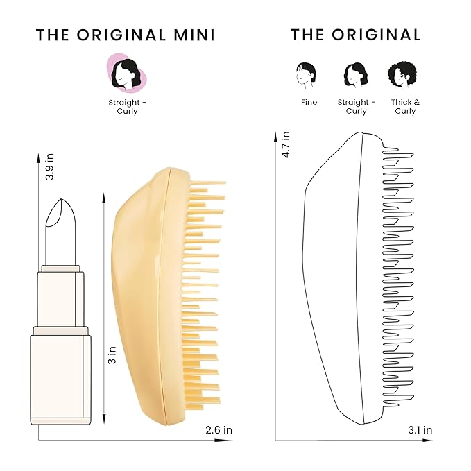 Tangle Teezer Original Detangler Mini Hair Brush, Buttercup Yellow