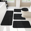 YIHOUSE Bathroom Rugs Mat Set, Memory Foam Bath Mat 5 Piece Black