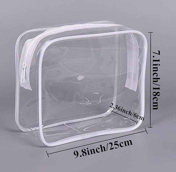 Tergy 20 Pack Clear Cosmetics Bags for Women Men Waterproof Toiletry Bags PVC Makeup Bags Organizer Case with Zipper for Travel Bathroom (20 White(Length 9.8 inch, height 7.1 inch, width 2.36 inch))