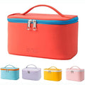 Meiyuuo Travel Makeup Bag for Women, PU Leather Cosmetic Bag, Red