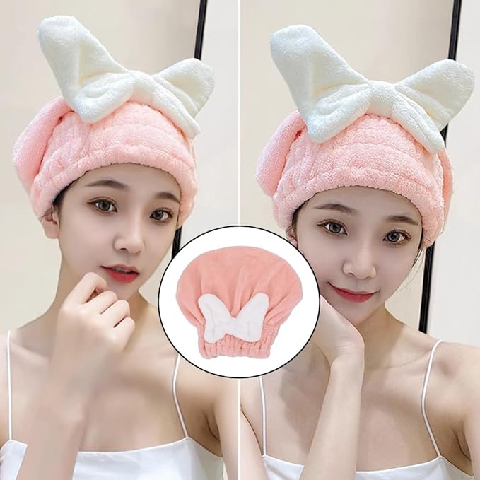 NentMent 2 Pack Hair Drying Caps Ultra Absorbent Hair Turban Microfiber Hair Towel Wrap Head Towels for Shower Curly Thick Long Hair Conditioner Hair Oil Serum Overnight Conditioning Treatment