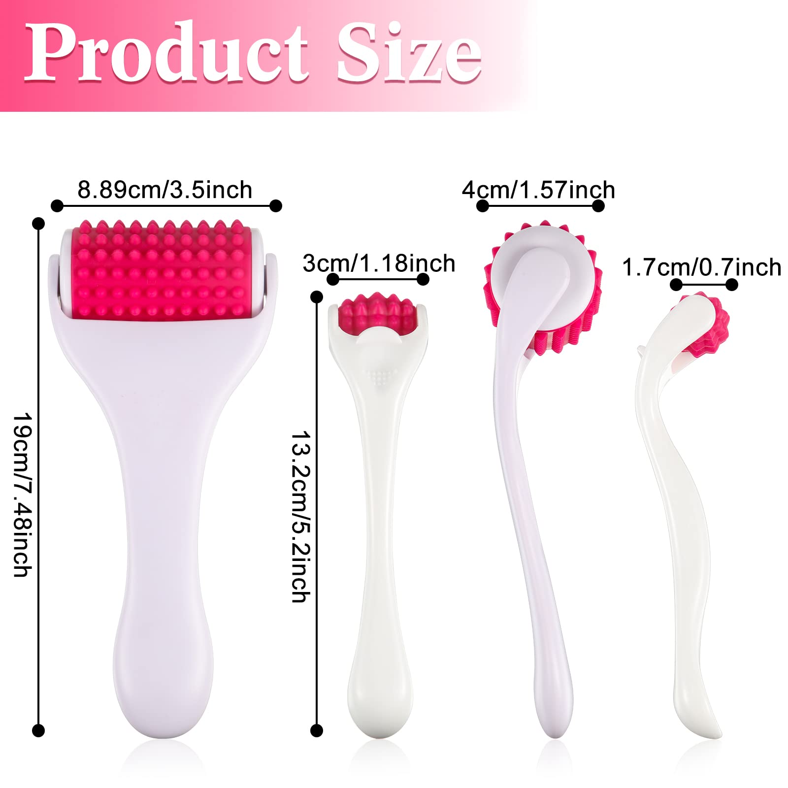 Tondiamo 2 Pcs Muscle Roller Portable Small Silicone Massager Roller Deep Tissue Muscle Massage Stick Cellulite Remover Scar Tissue Massager for Relief Face Neck Arm Back Leg(White,Silicone)