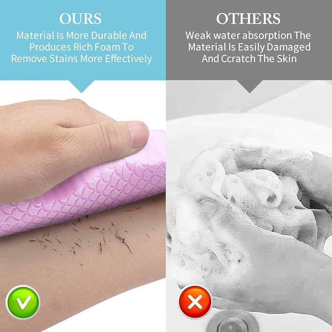 Magic Exfoliating Bath Sponge, 2026 New Upgraded Magic Exfoliating Body Scrubber, 3D Super Soft Bath Shower Sponge for Body Removes Dead Skin (2PCS)