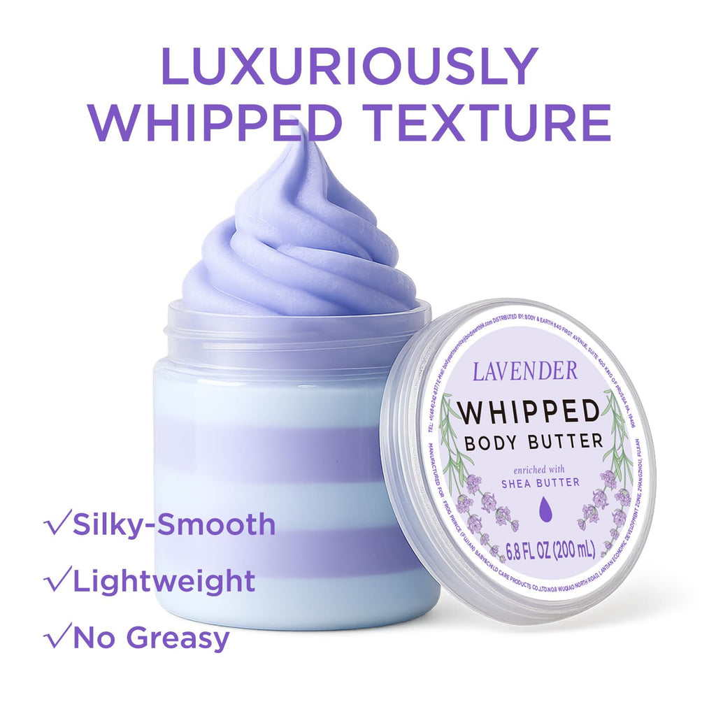 Princess Belle Lavender Whipped Body Butter, Whipped Shea Butter, Body Moisturizer for Dry Skin, Smell Good, Leaves Skin Feeling Moisturized and Soft-200ml(6.8 floz)