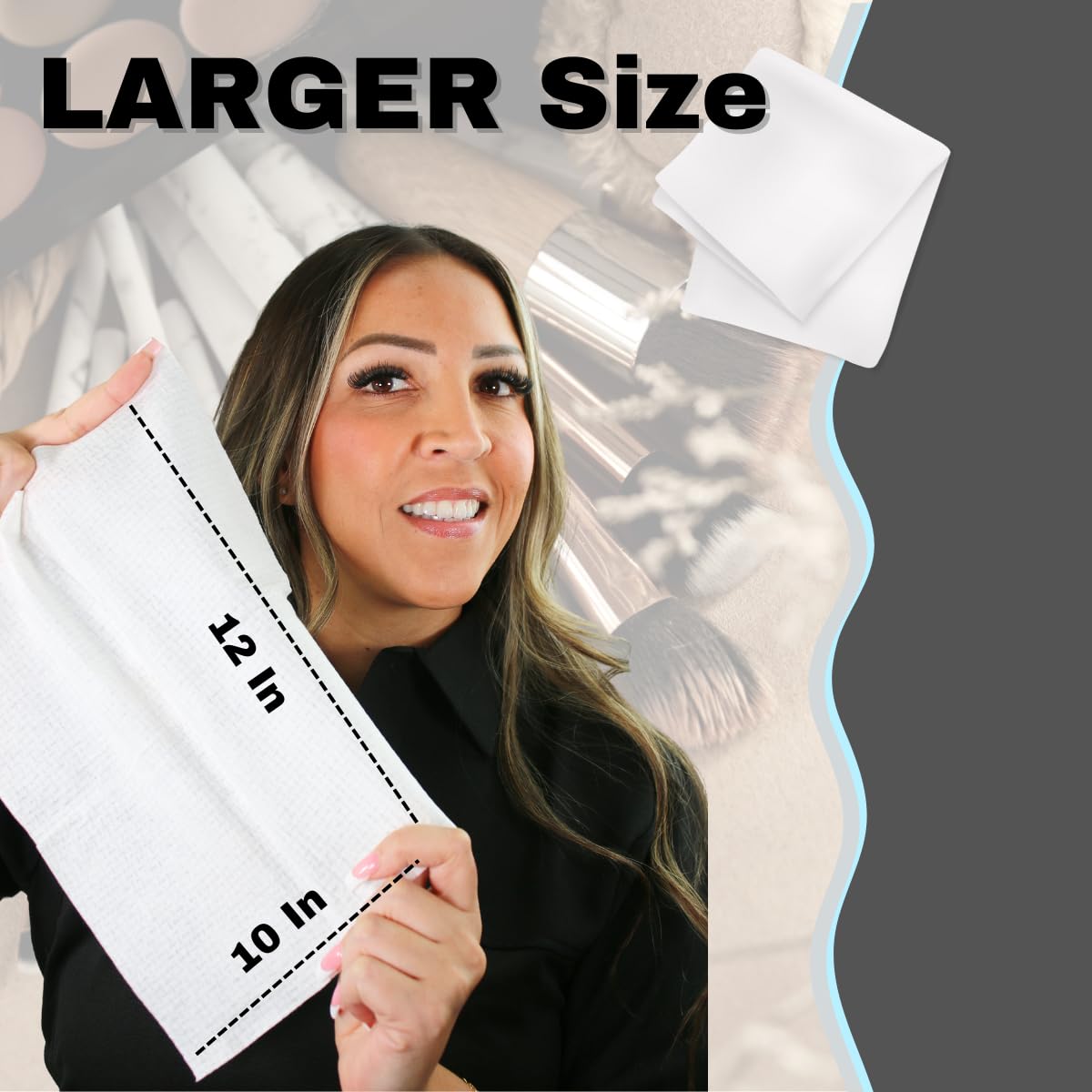 50 Pack Large Disposable Face Towels, Thick and Soft Cloths 10"×12"