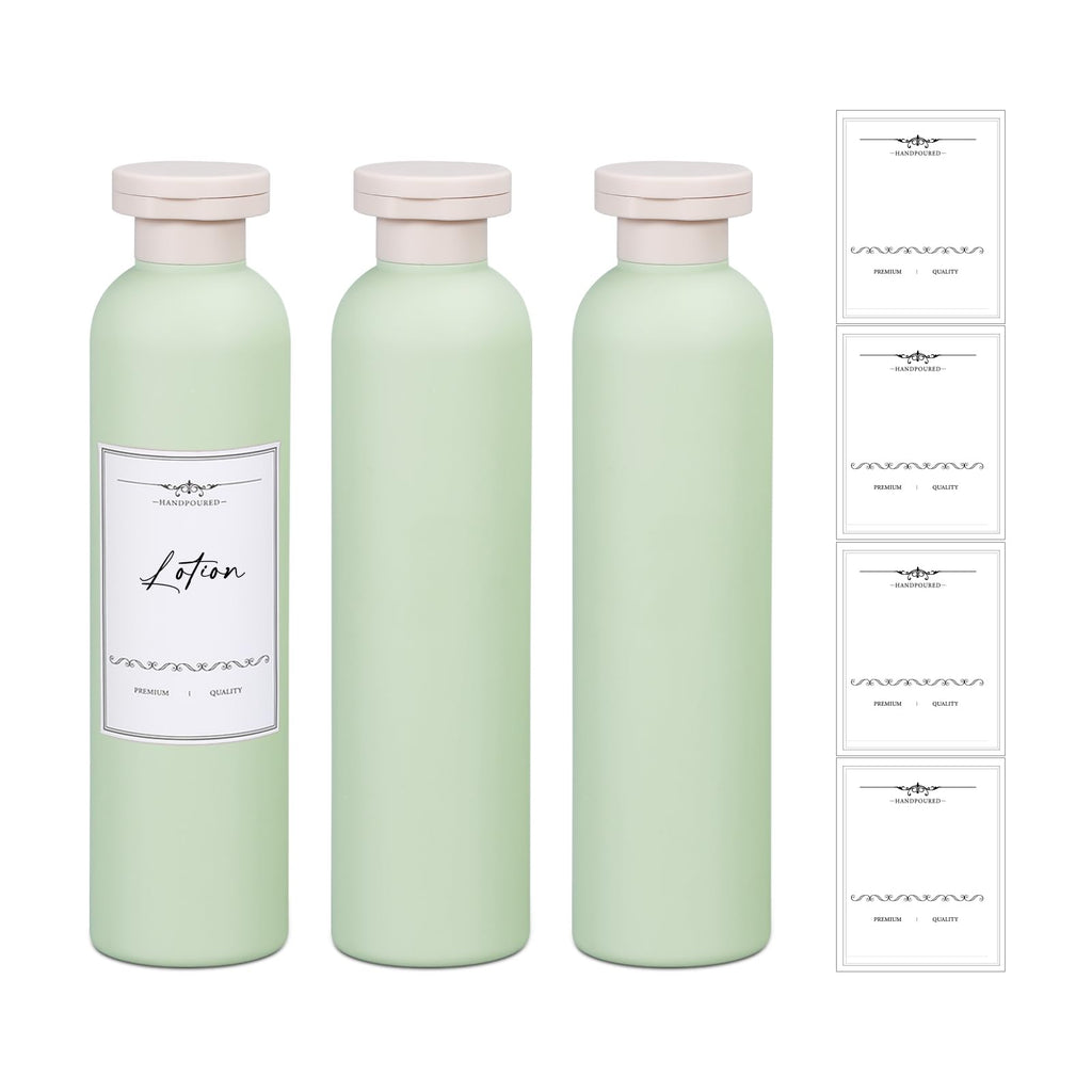 UMETASS 8.8oz Travel Essentials Shampoo Bottles for Toiletries,Empty Plastic Squeeze Bottles with Flip Cap for Tavel Size Shampoo and Conditioner (3 pack, green)