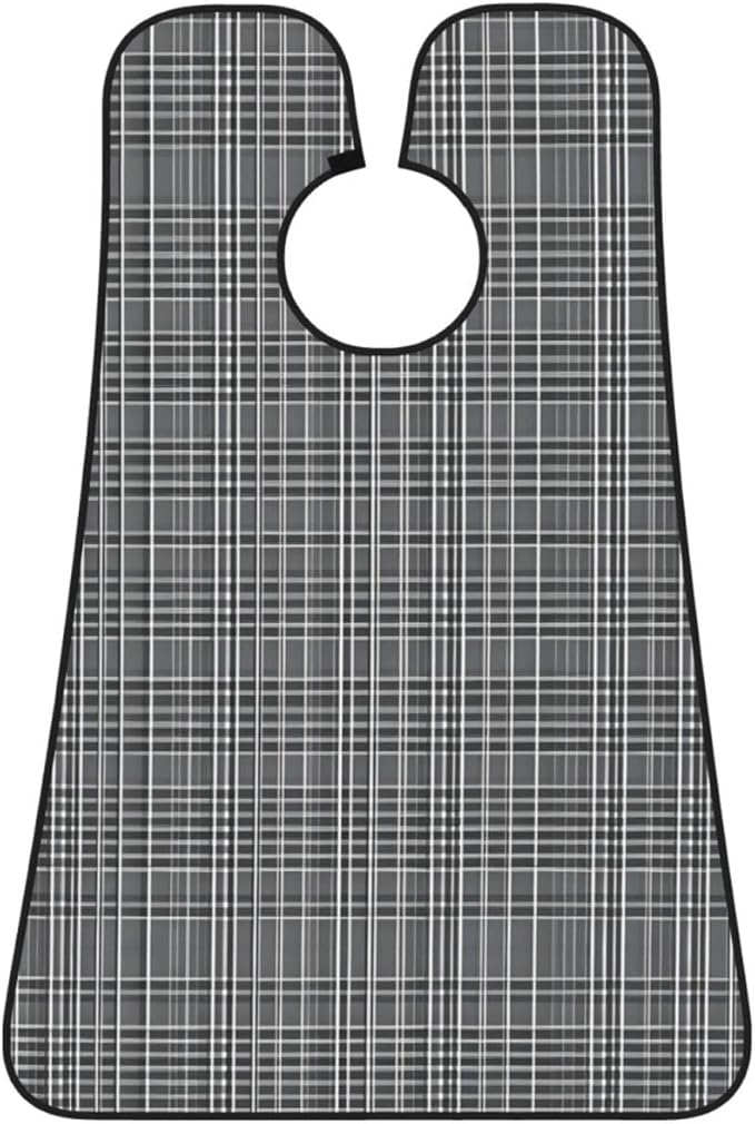YQxwJL Gray Plaid Lines Print Beard Bib Shaving Apron, Beard Hair Trimming Cape Gift For Dad