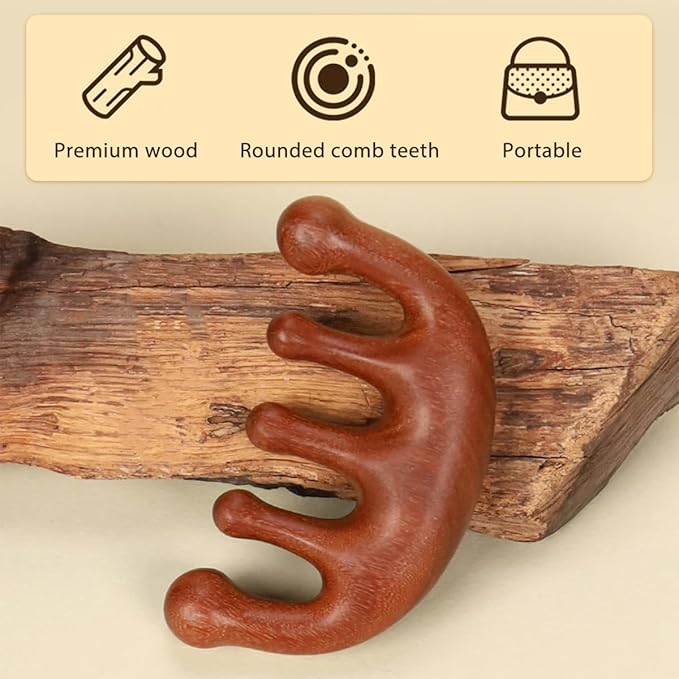 Wooden Scalp Massager, Scalp Massager Hair Growth Comb for Scalp Gua Sha (Sandalwood)