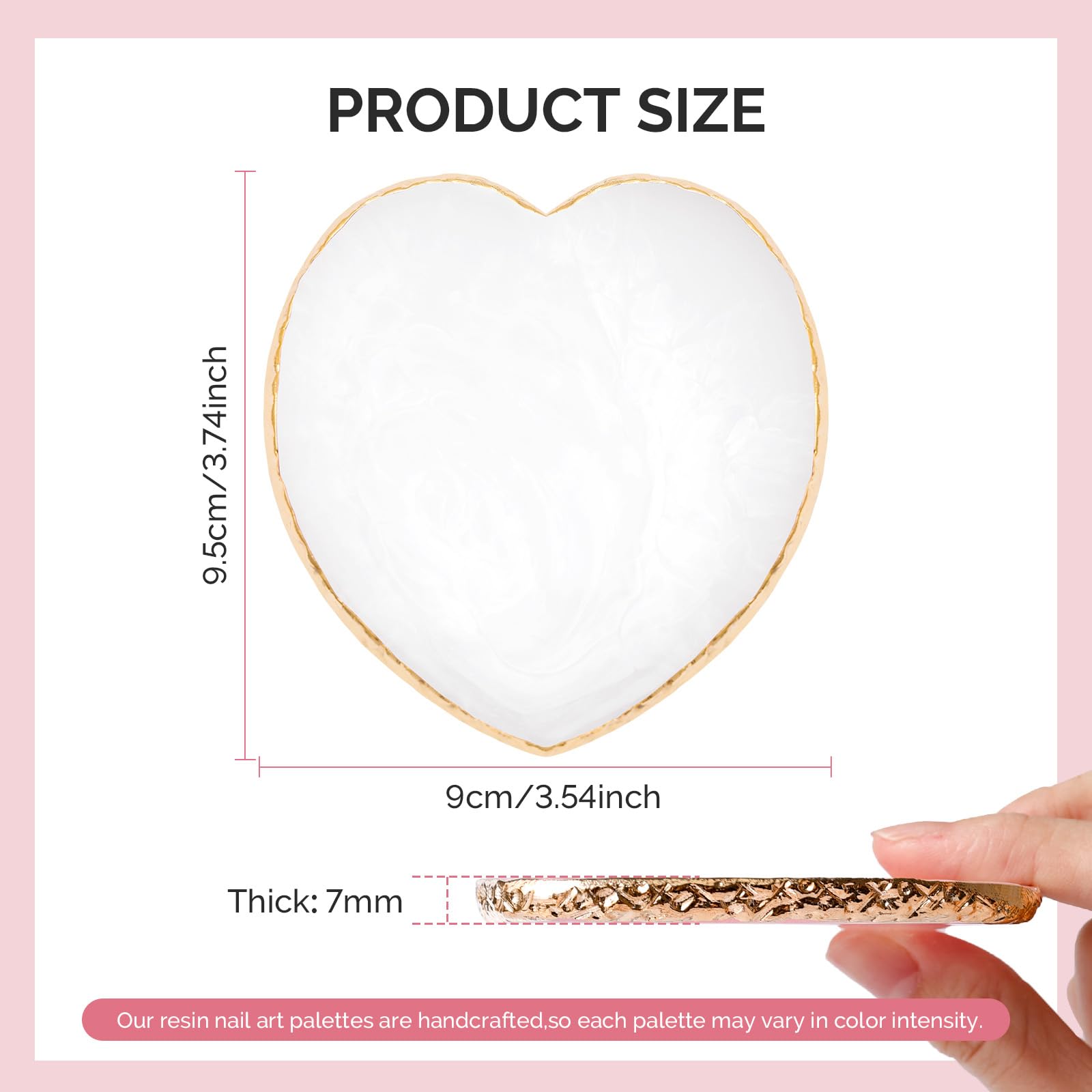 MelodySusie 1Pc Heart Resin Nail Art Palette Color Mixing Board White