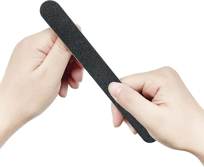 HeeYaa 5 Rows 2 Layers 10 PCS Nail File, Red Tough PP Core, Exquisite Kraft Paper Box, Double Sided 100/180 Grit Black Emery Board Manicure Pedicure Nail Tool