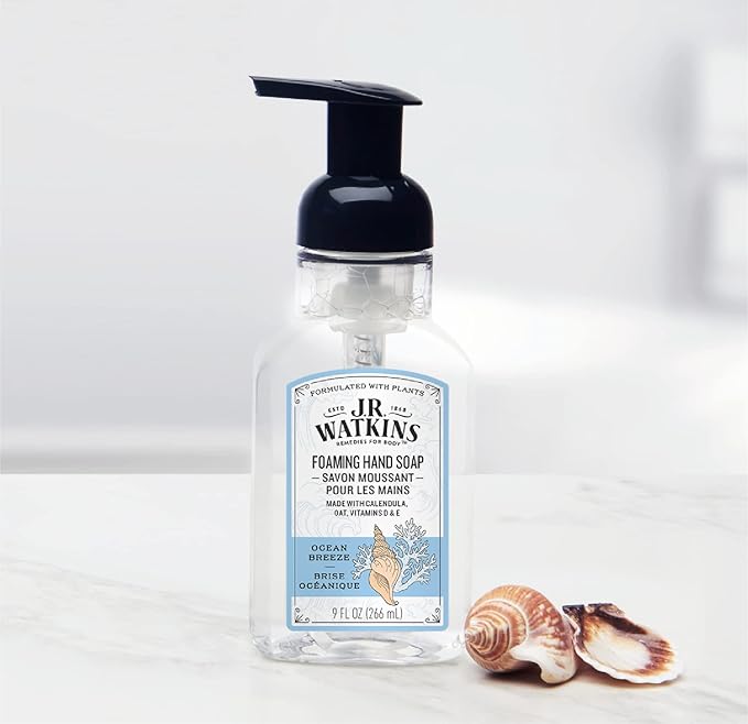 J.R. Watkins Foaming Hand Soap with Pump Dispenser, Moisturizing Foam Hand Wash, Alcohol-Free, Cruelty-Free, brise marine, 9 fl oz, 3 Pack