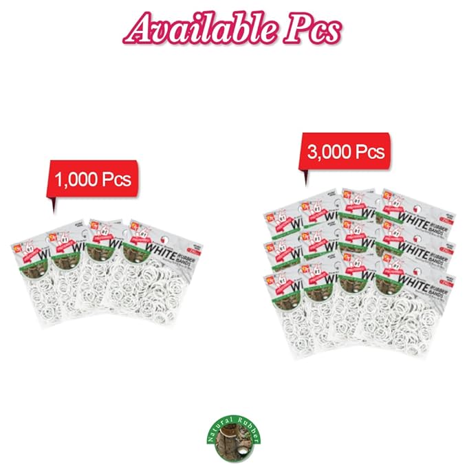 Beauty Town 1000 Pcs Rubber Bands Hair Band Soft Elastic Hair Accessories Braids Mini Hair Ties Stretchy Hair Ties No Damage Rubber Bands for Hair (4-Packs) (White)