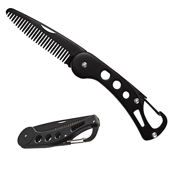 KINTEGOOD Stainless Steel Folding Beard Comb Mustache Comb Beard Grooming
