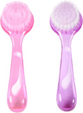 YAFIYGI 2 Pcs Face Brushes for Cleansing Set Small Manual Exfoliating Brushes for Cleaning Face Spa & Makeup Removal Charcoal Infused Scrubbing Brushes Ideal for Exfoliation & Skincare Pink and Purple
