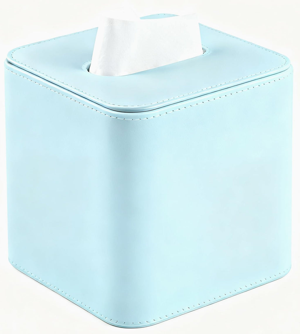 TNIIFXC Tissue Box Holder Square PU Leather Stylish Facial Tissue Box with Magnetic Closure Decorative Cube Tissue Box Cover for Bathroom Vanity Office