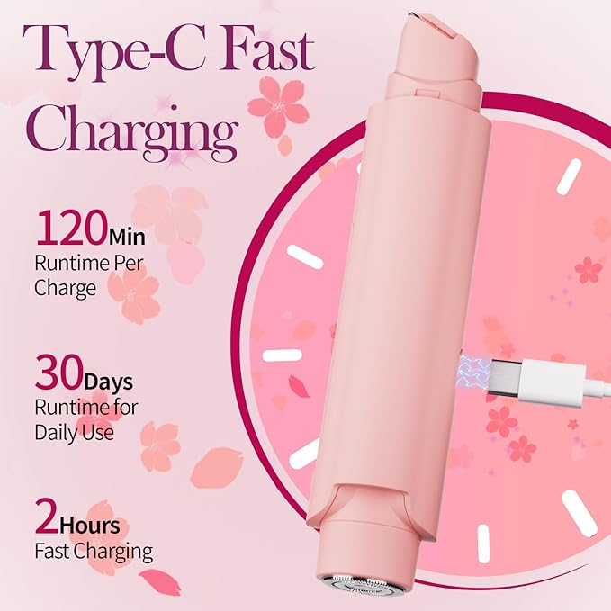 Bikini Trimmer for Women - 2 in 1 Women Electric Razor, Rechargeable Body Hair Trimmer and Facial Hair Remover, IPX7 Waterproof Wet & Dry Use Womens Electric Shaver for Bikini Underarm Leg Arm Body
