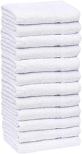 GOLD TEXTILES 12 Pack White Economy Cotton Blend 15x25 Inches Basic Hand Towels- Gym Towels (1 Dozen)