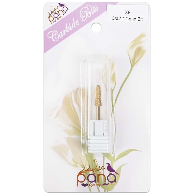USA PANA Professional 3/32" Shank Size - Cone Shape Carbide Bit - Nail Drill Bit for Manicure Pedicure Tools Dremel Machine - Gold, Silver (Extra Fine, Gold)