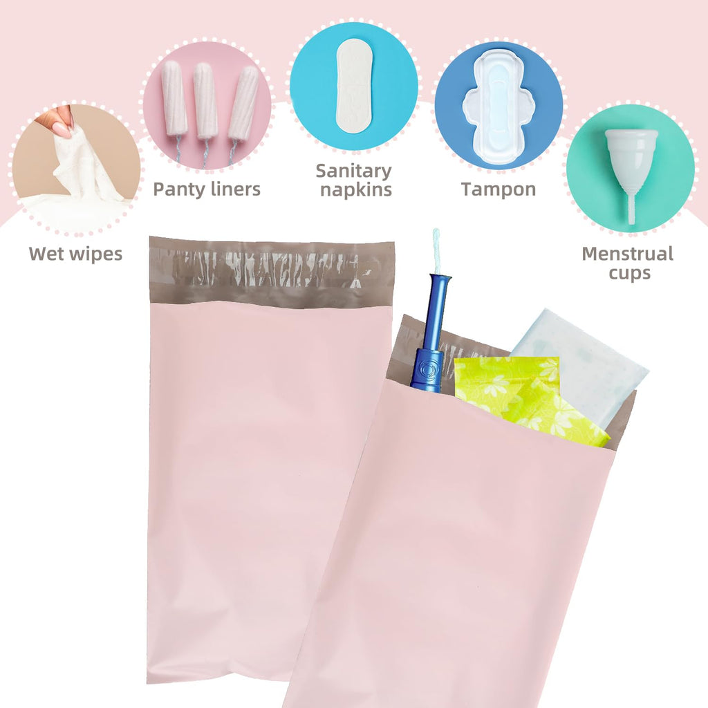 100Pcs Light Pink Sanitary Napkin Disposal Bags, Feminine Self-Sealing Hygiene Disposal Bags for Tampons, Pads and Liners, Personal Care Sanitary Bag for Women Privacy Handling