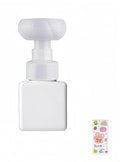 WJCCLYJC Flower Foam Dispenser Pump Bottle-250ml Reusable Plastic Soap Dispenser for Shampoo, Hand Soap&Bath, Includes Cute Stickers, Perfect for Kids Bathroom Or Kitchen (White)
