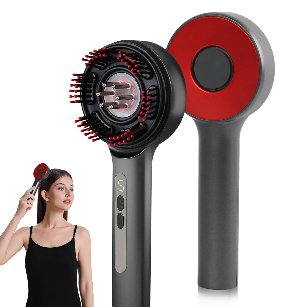 3-In-1 Electric Scalp Massage Comb, Portable Home Hair Oil Applicator(Grey)