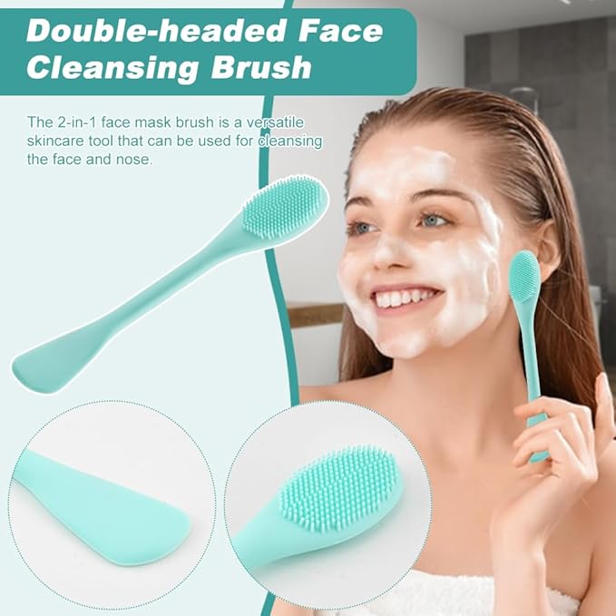 2-in-1 Blackhead Remover Tool for Face & Nose – Pore Cleaning Brush, Face Scrubber, Skin Care Scraper, Mask Applicator & Spatula for Men and Women | Deep Cleansing | Blue