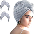 Microfiber Hair Drying Towel Wrap for Women, Hair Turbans Towel for Wet Hair,turbie Twist Hair Towels(The Color of the Picture is for Reference only) (Gray,Gray)