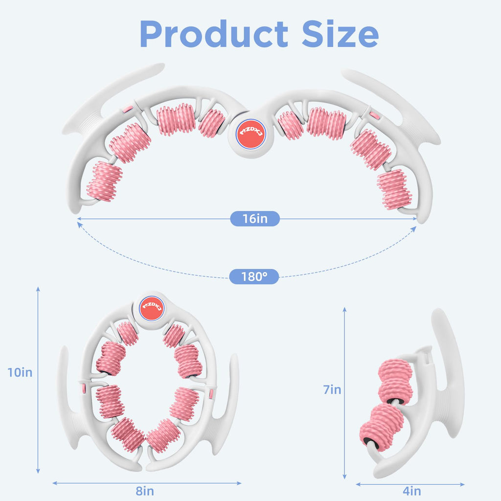 MZDXJ Cellulite Massage Tool - Lymphatic Drainage Massager - Muscle Roller, Deep Fascia Massage, Dimpled Skin Removal, Legs/Thighs/Buttocks, Anti-Cellulite Roller, Smooth Skin (14 Wheel - Pink)