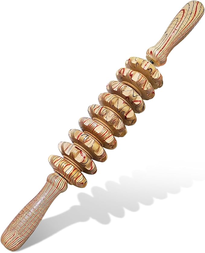 Deston Wooden Massager Handheld Roller Trigger Point Massager Stick for Fascia, Cellulite, Muscle & Abdomen , Body Therapy Massager, Muscle Belly Relief Tool…