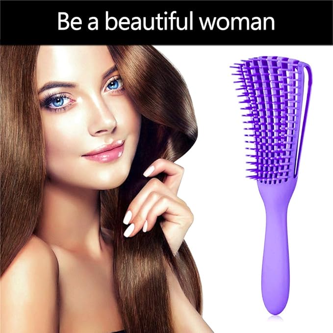 A.DASHER Detangling Hair Brush for Afro America/African Hair Textured 3a to 4c, Knots Detangler Scalp Massage Comb for Women (3 pcs, Purple)