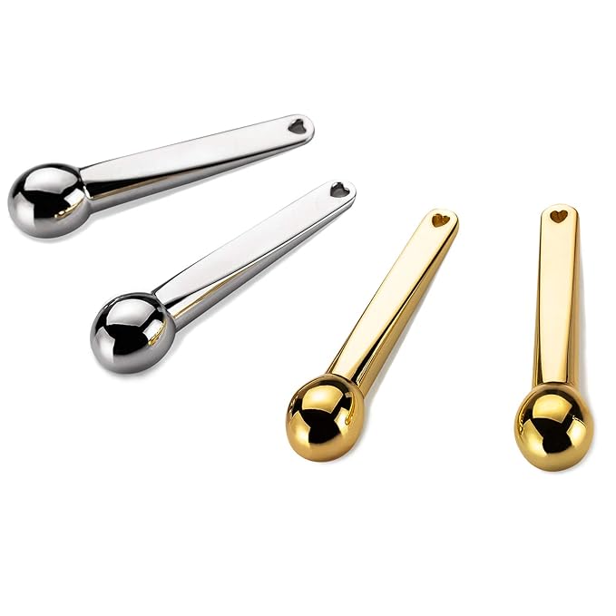 Lisapack 4 Pack Metal Eye Cream Applicator, Eye Serum Roller Ball Massager Stick for Reduce Depuffer, Massage (Silver&Gold)