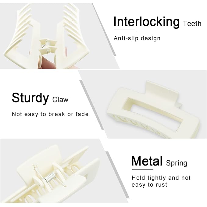 Large Banana Hair Claw Clips - Strong Hold for Thick, All Hair Types, Women and Girls (Beige 1, Hair Clips Style)