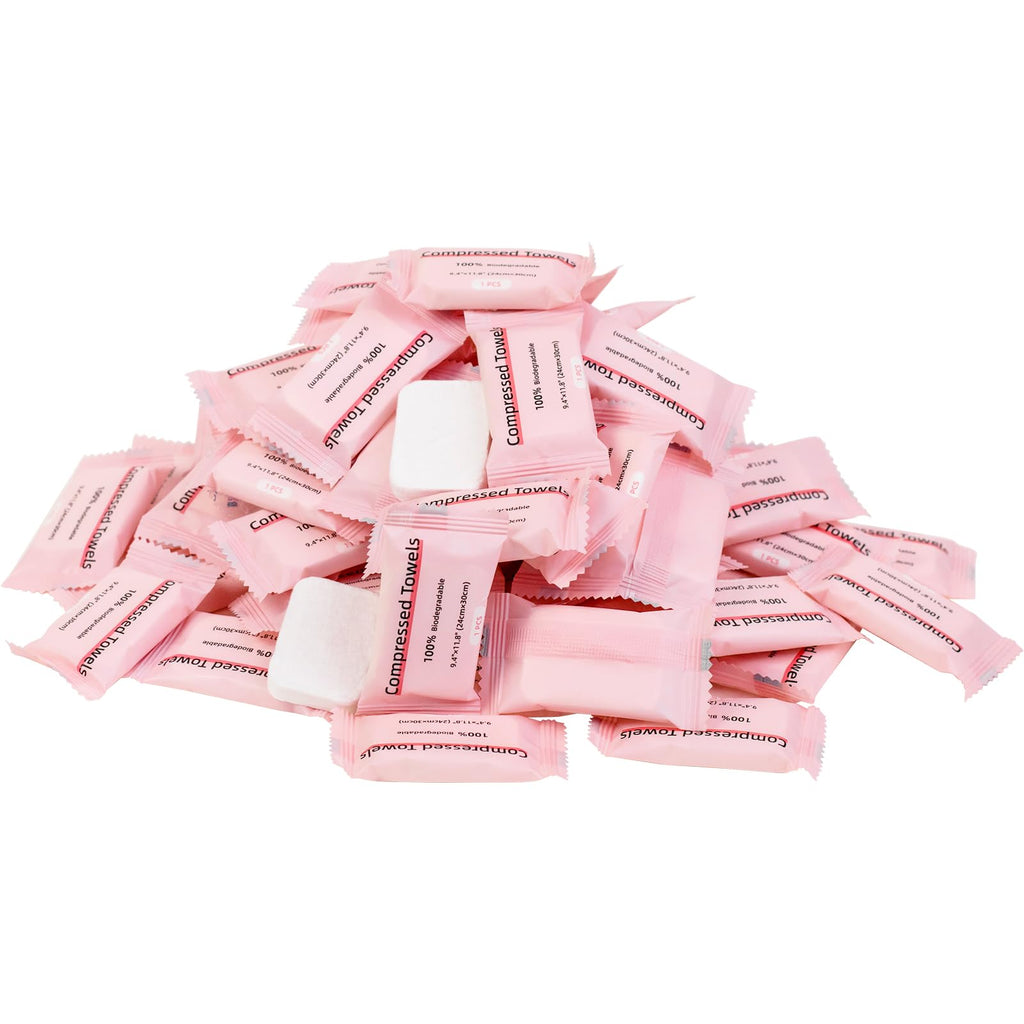 ICOTLE Compressed Towels for Travel, 70 Bulk Pack Coin Tissues, Individually Wrapped Disposable Face Towels for Camping, Hiking, Outdoors, Home, Beauty, and Emergency Use