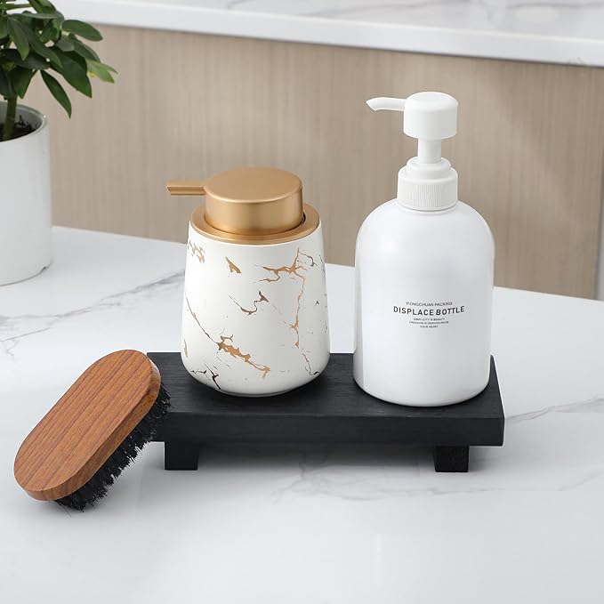 Wood Bathroom Tray Farmhouse Decor Kitchen Soap Holder, 8.7" x 3.6" Black