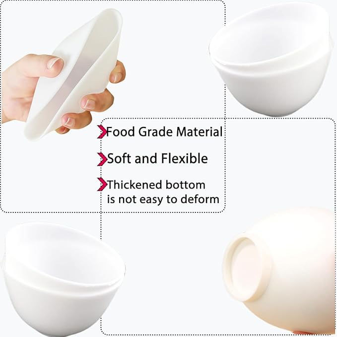 10 Pack Silicone Face Mask Mixing Bowls - Microwave & Freezer Safe, Non-Stick Esthetician Bowls for DIY Skincare, Clay Masks, Hair Color, 3.3-inch Esthetician Supplies(White)
