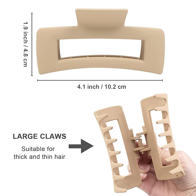 MAORULU Hair Clip, Large Hair Claw Clips for Thick Hair, Hair Clips for Women and Girls, Big Hair Jaw Clips Strong Hold Banana Clips for All Hair Types, Khaki 1