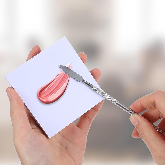 Oruola 100 Sheets Disposable Nail Art Palette Paper,Makeup Mixing Palette Paper,2 Sizes of Waterproof Portable Nail Art Palette with Stainless Cosmetic Spatula for Makeup Nail Gel Mixing Home Salon